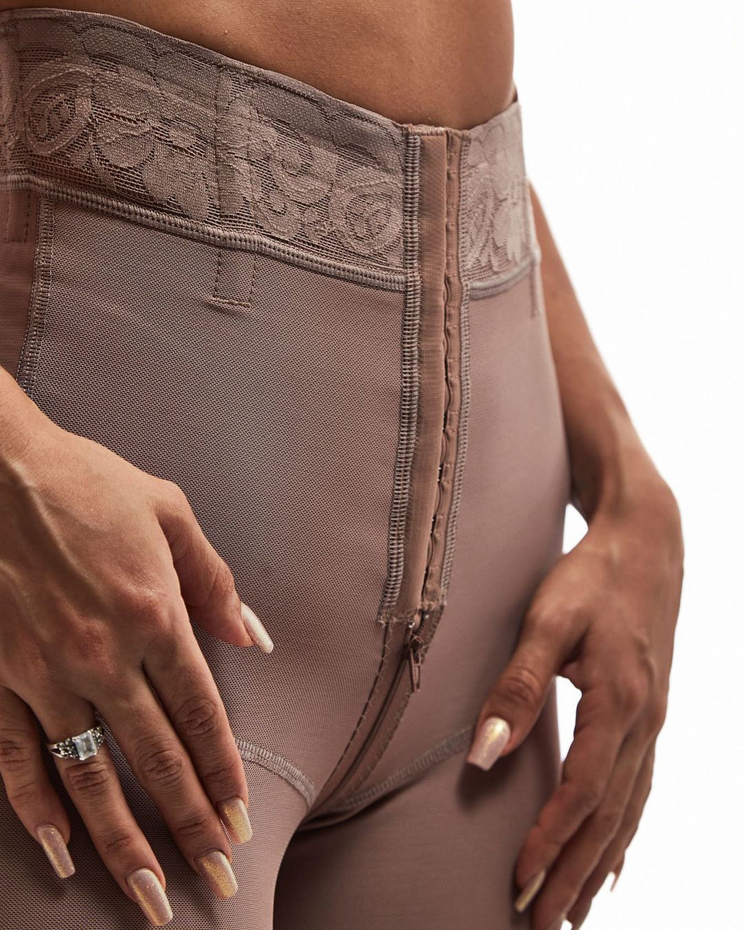 Women's Lace Butt Push Up Faja Short With Three Hooks