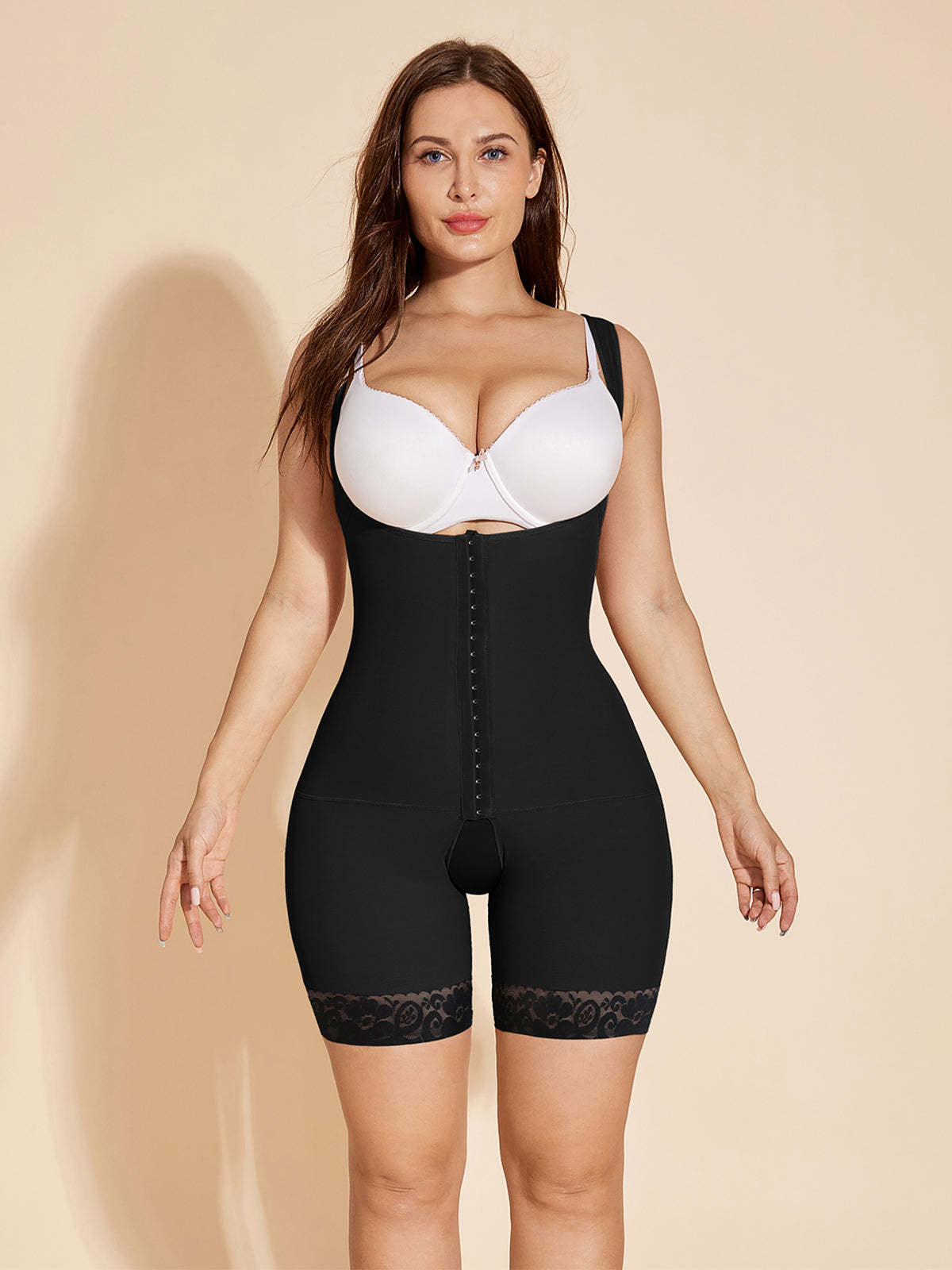 Women's Open Bust Shapewear Tummy Control Body Shaper - Black