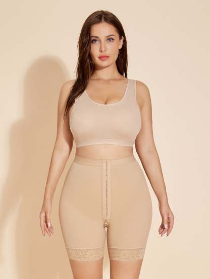 Booty Lift Shaper Hook-Eye Style High Waisted Tummy Control Panty - Tan