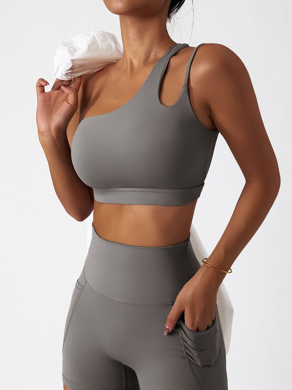 One Shoulder Asymmetrical Sports Bra