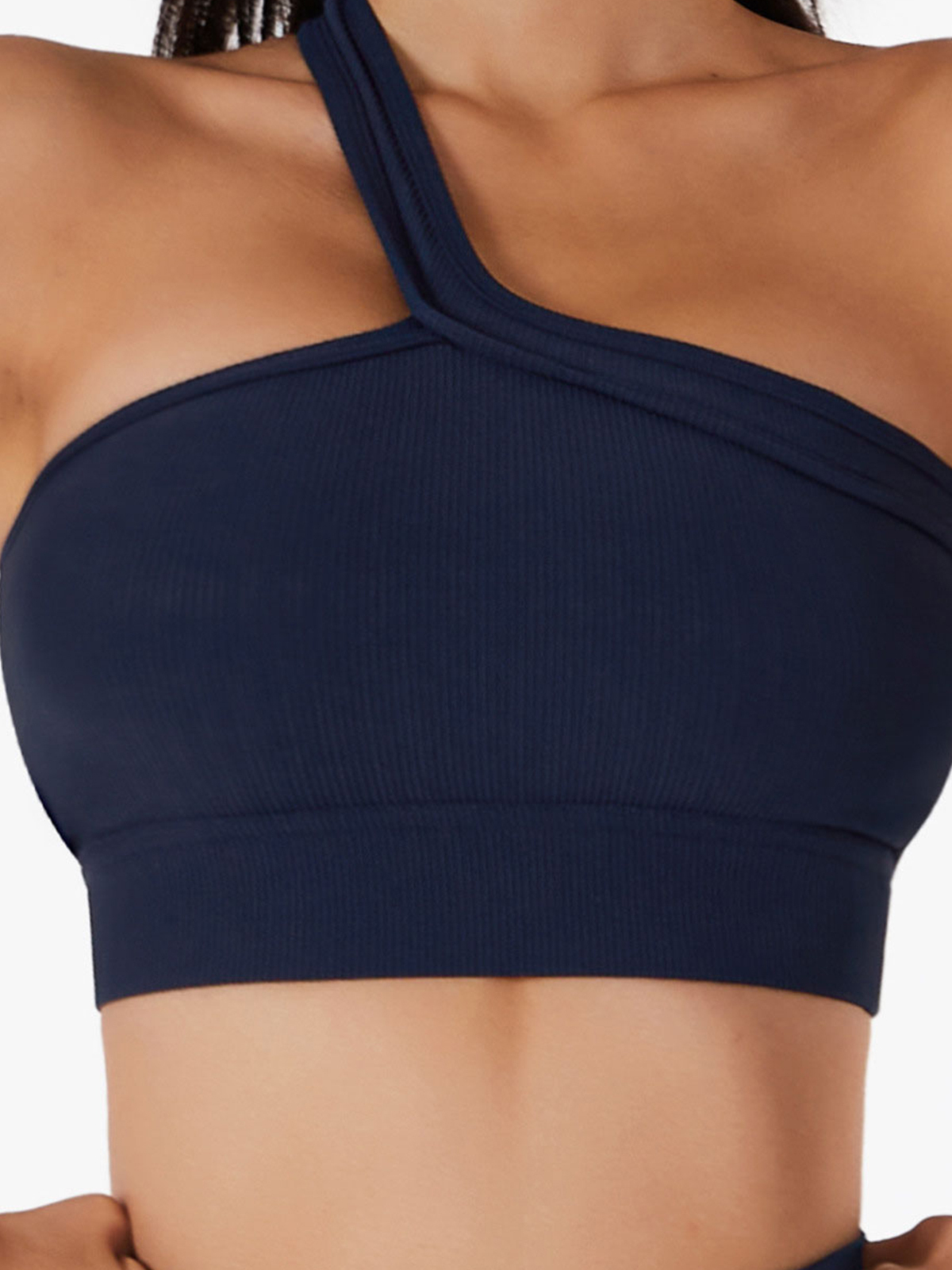 One shoulder yoga bra