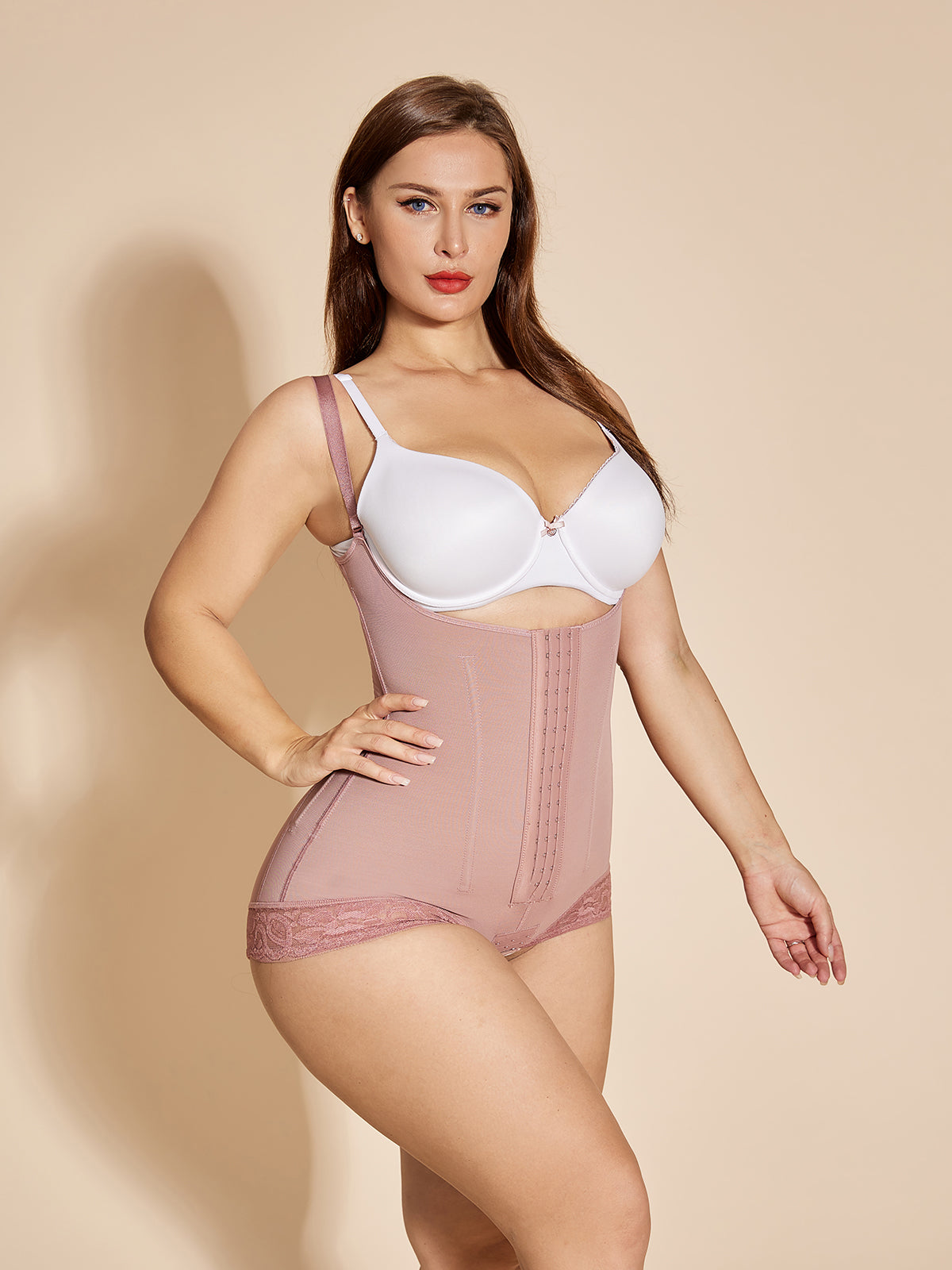 Bodysuit Postpartum Tummy Tuck Body Shaper Waist Trainer Post Surgery Faja - RosyBrown