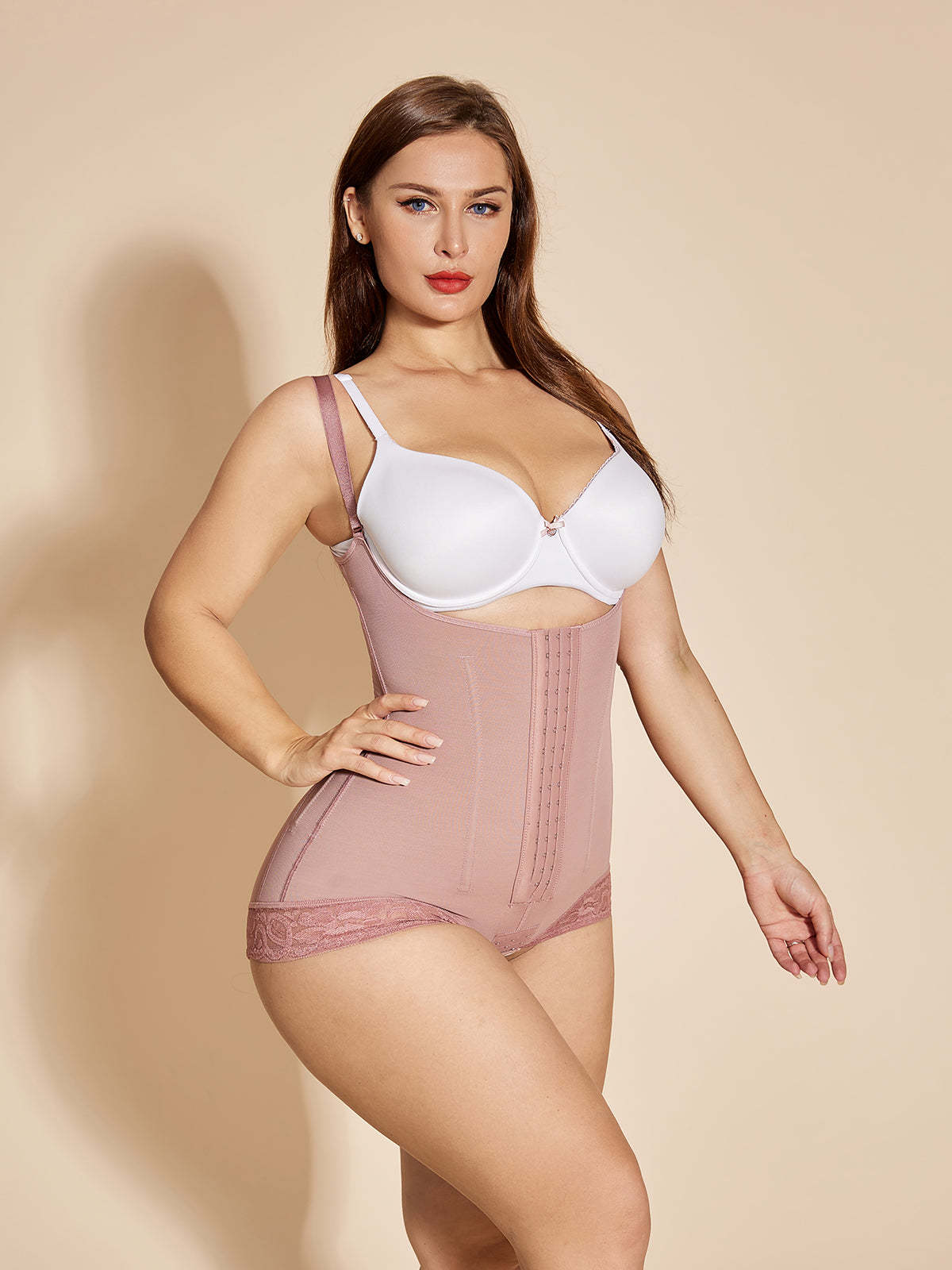 Bodysuit Postpartum Tummy Tuck Body Shaper Waist Trainer Post Surgery Faja - RosyBrown