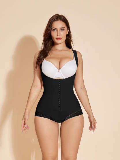 Fajas Colombianas Body Shaper Tummy Control Butt Lifting Shapewear Hook-eye - Black