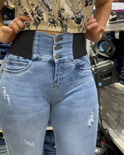Jeans Women's Fashion High Elastic Waist Lift Hip Butt Lifter Curvy Je