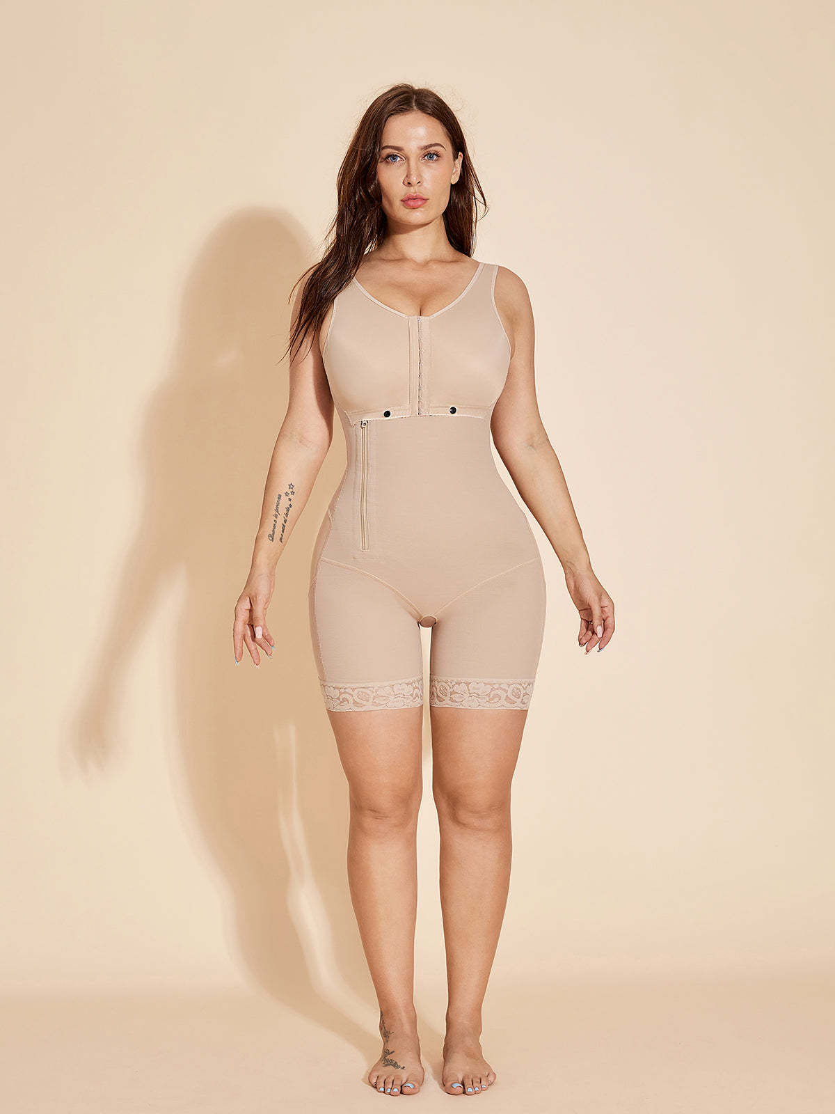 Full-Covered Women Shapewear Chest-Packed Body Shaper - Tan