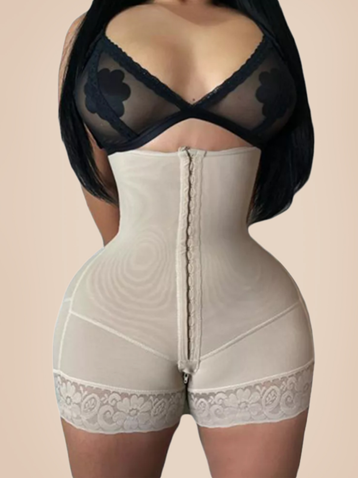 Post Partum and Post Surgical High Waist Flatten Abdomen 2 Rows Of Hooks For Compression Adjustment