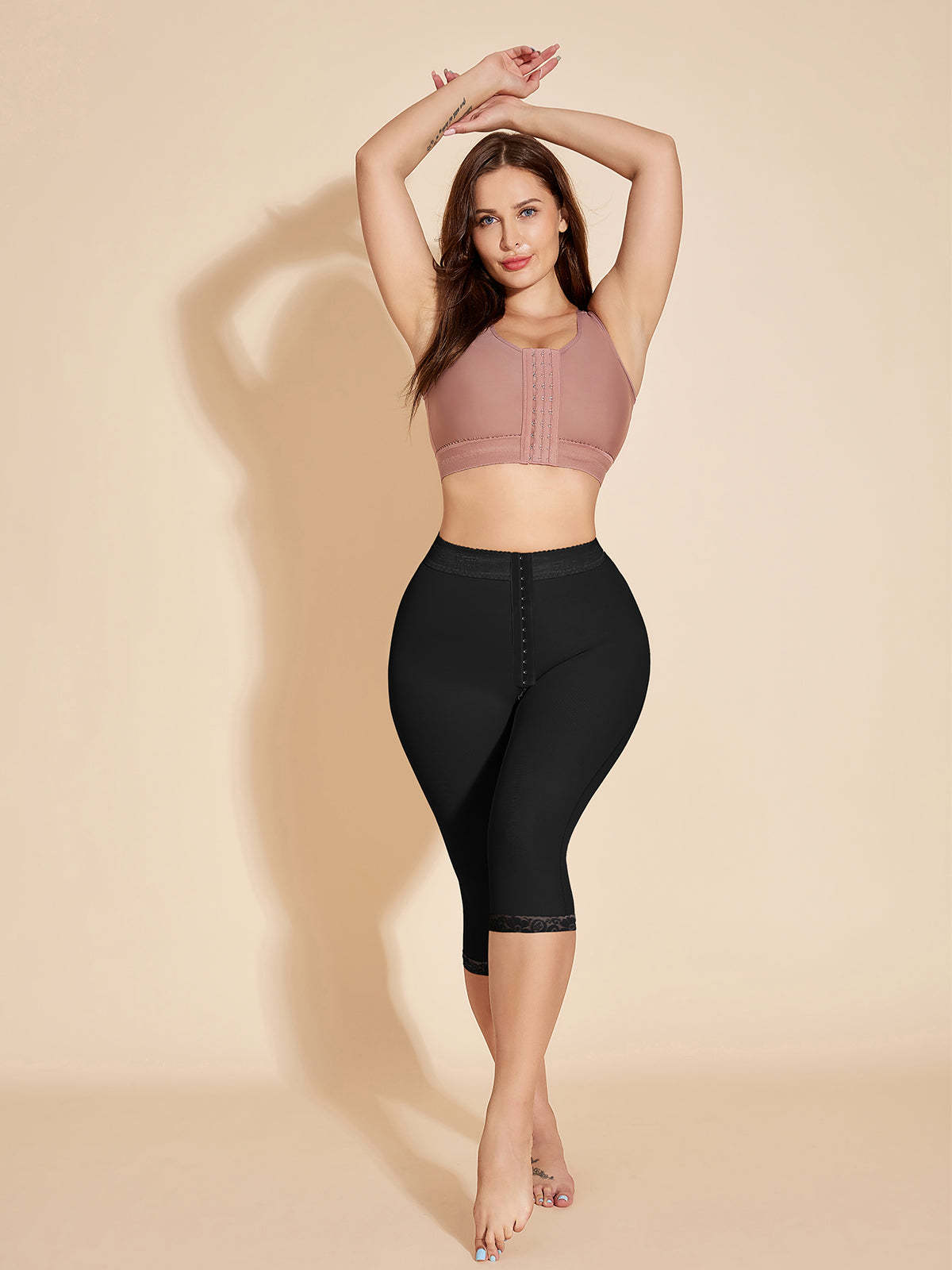 High Waisted Tummy Tuck Shapewear Shorts Fajas Colombianas Butt Lifter - Black