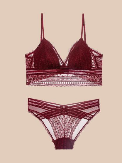 French Lace Lingerie U-Shaped Backless Wireless Bra