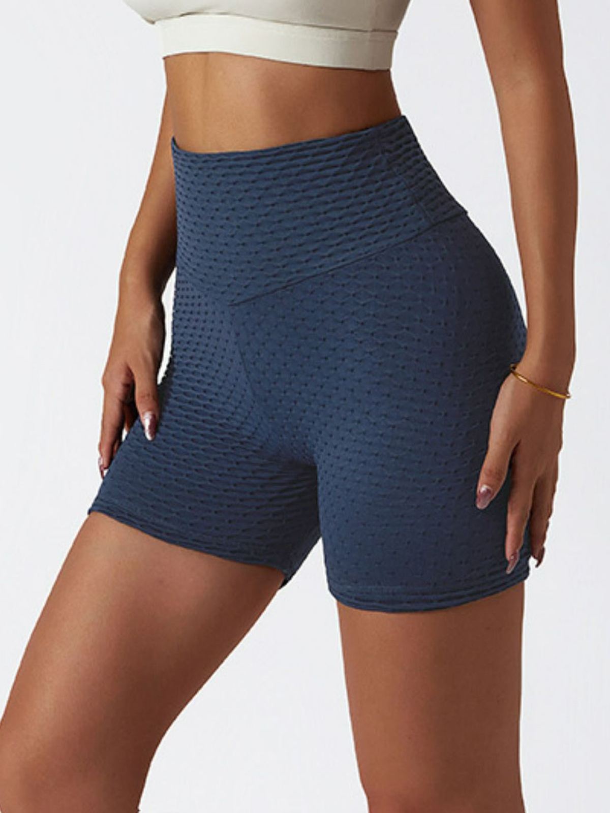 Textured High-Rise Biker Shorts