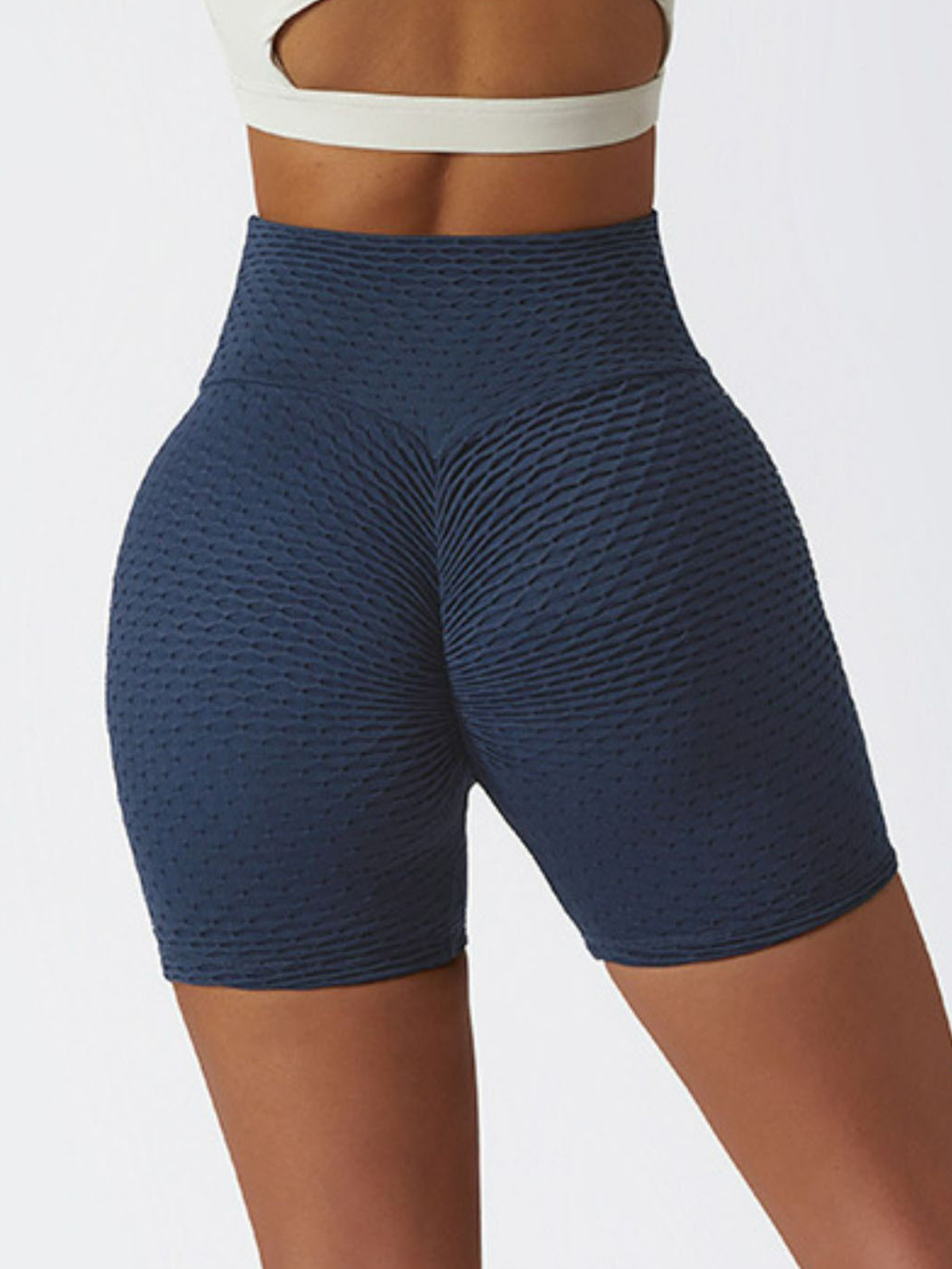 Textured High-Rise Biker Shorts