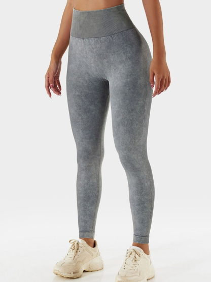 Acid Wash High Waist Sports Leggings