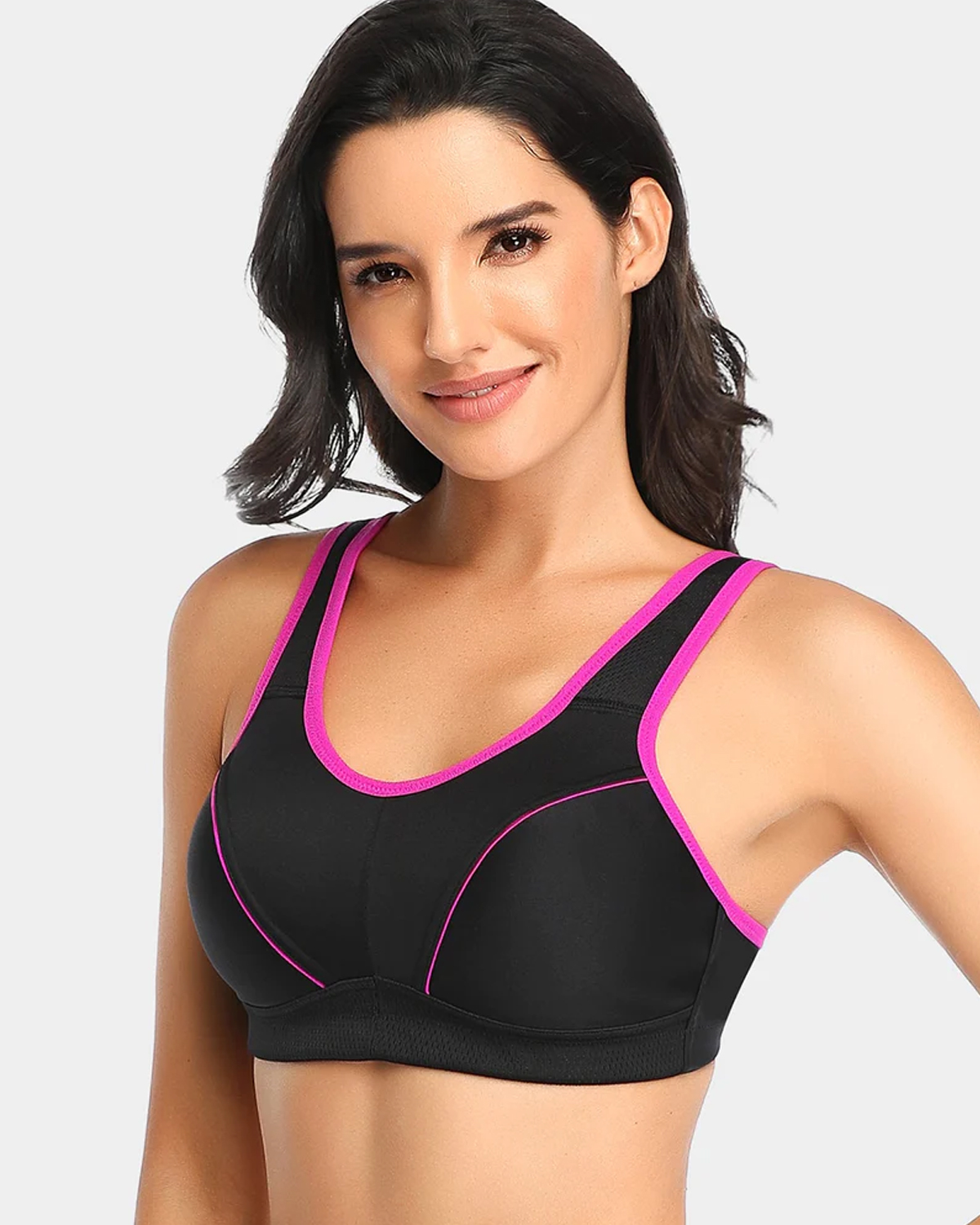 High Support Non Padded Sports BraBlackChicCurve