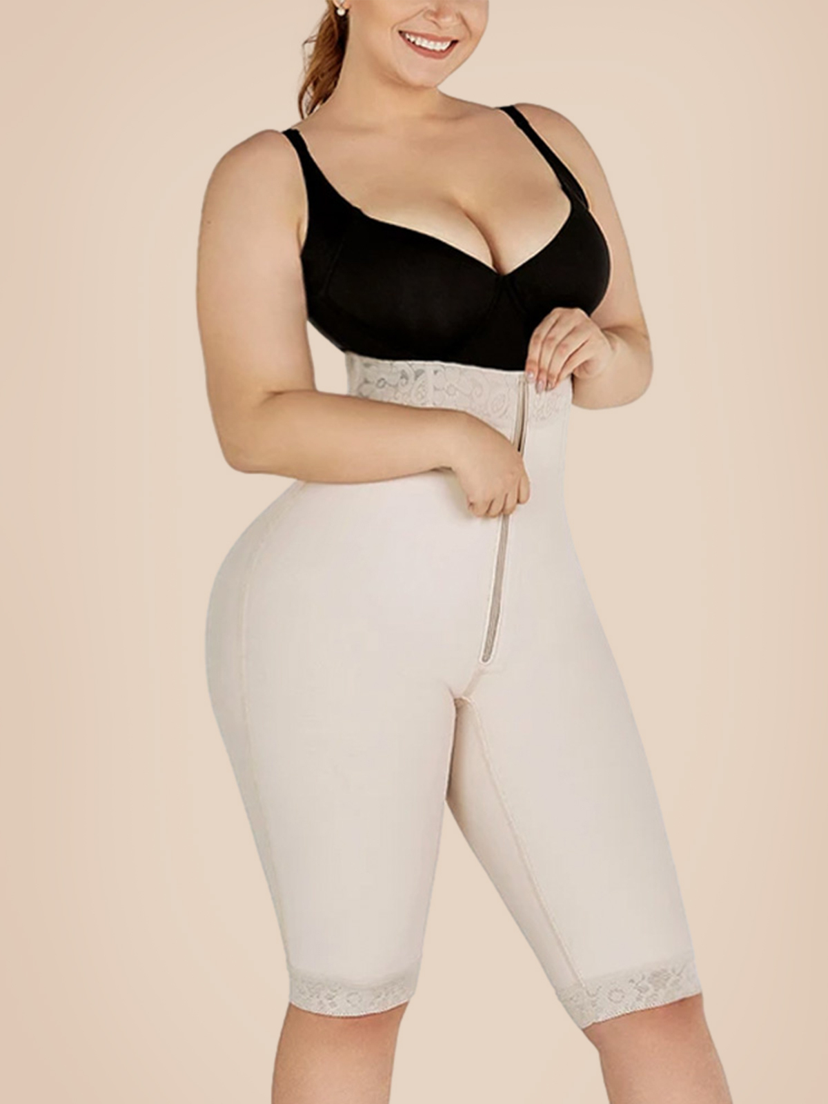 Double Compression High-Waisted Butt Lifting Shorts Knee Short And Lift Buttoks