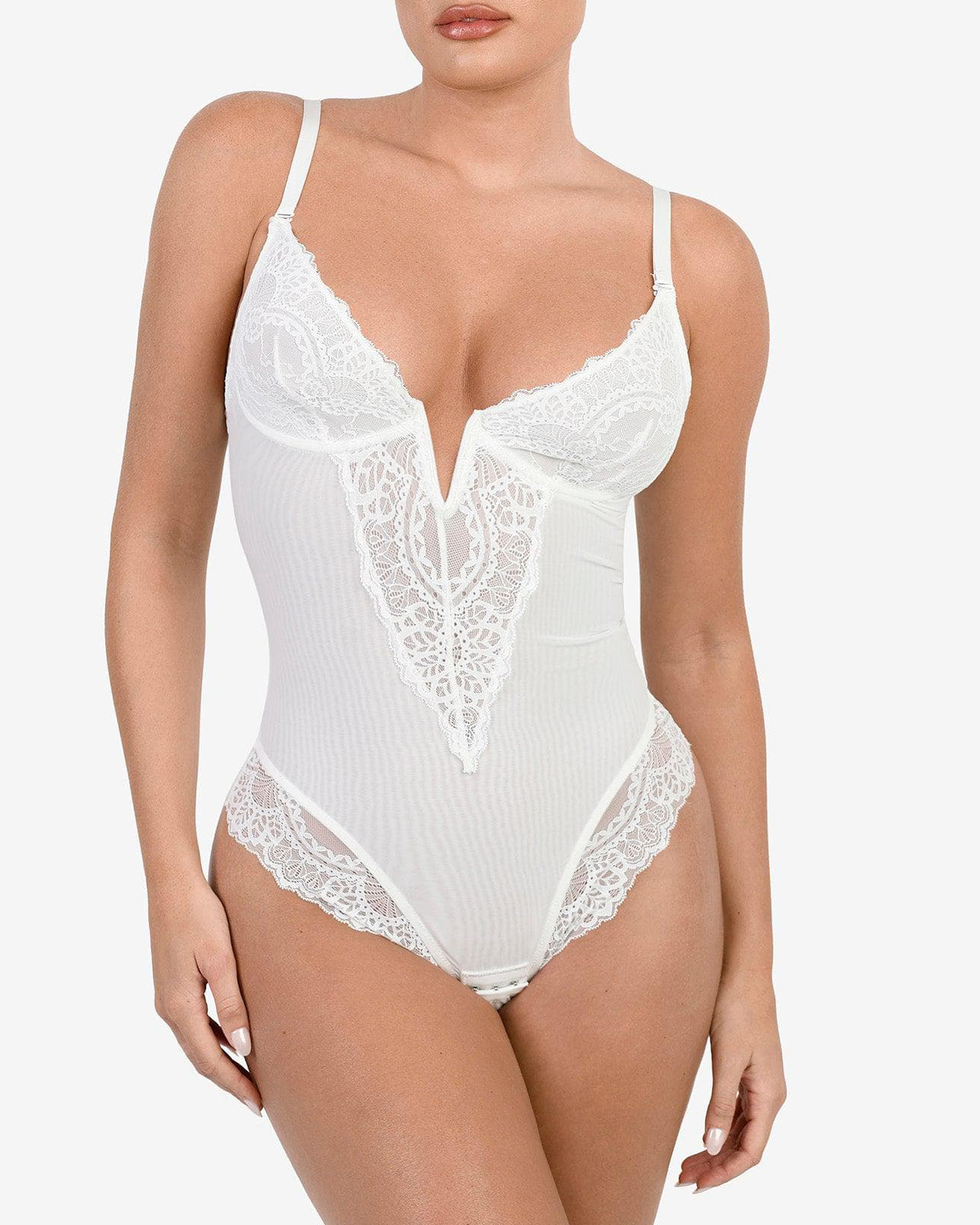 Sexy Lace Deep-V Neck Bodysuits