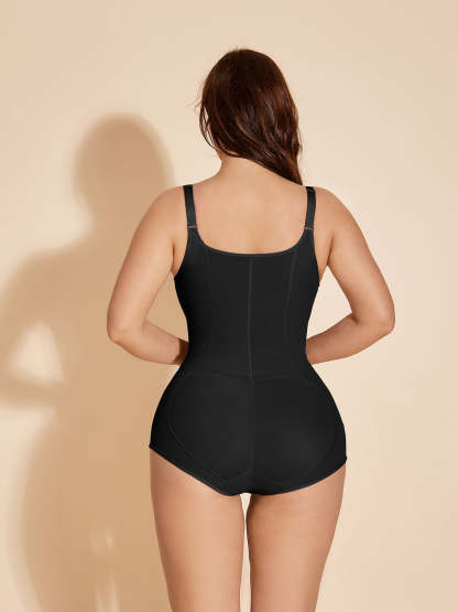 Fajas Colombianas Tummy Control Shapewear Postpartum Zipper Bodysuit - Black