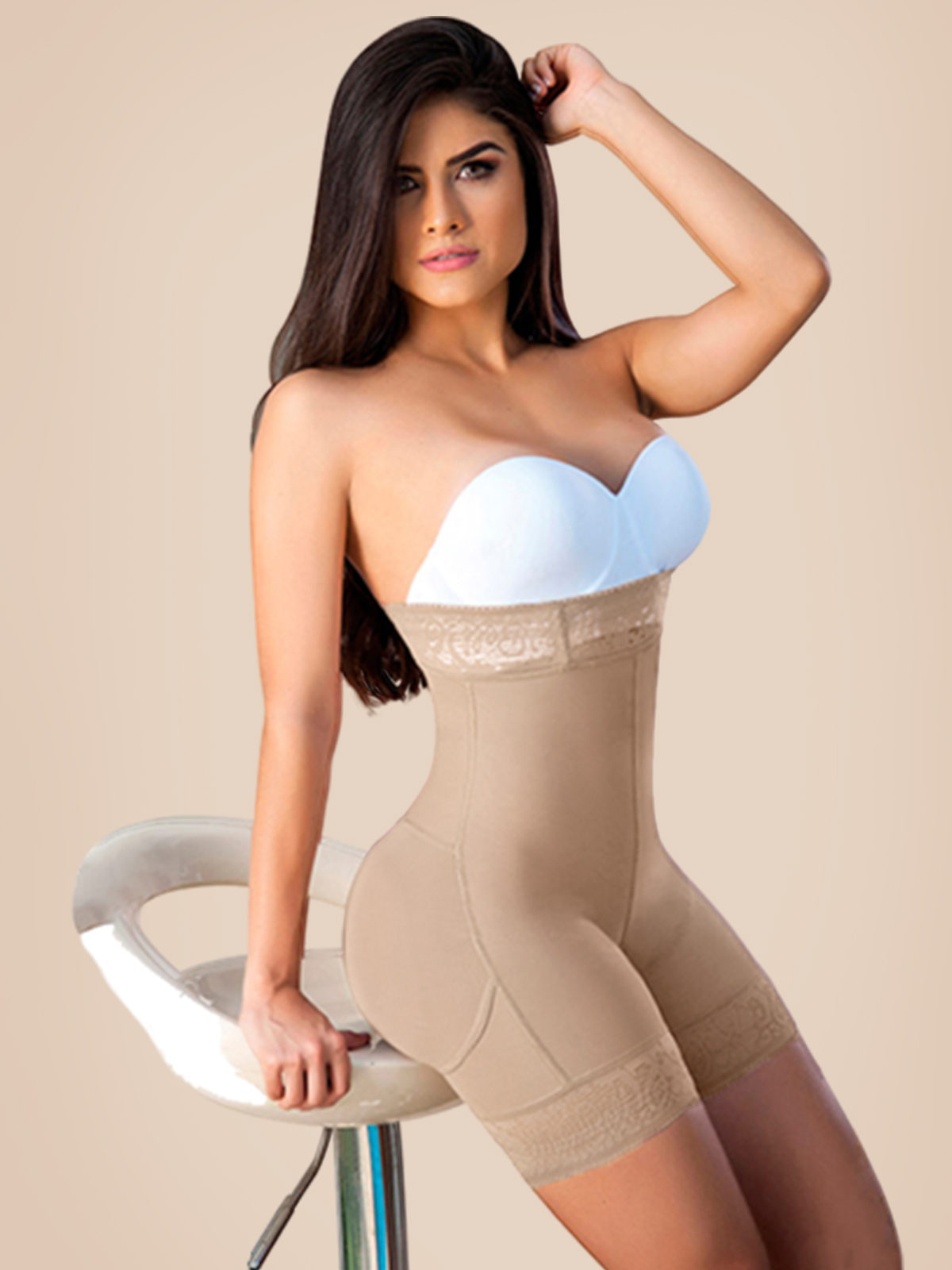 Women High Waist Short Powernet Seamless Pressure Abdomen 