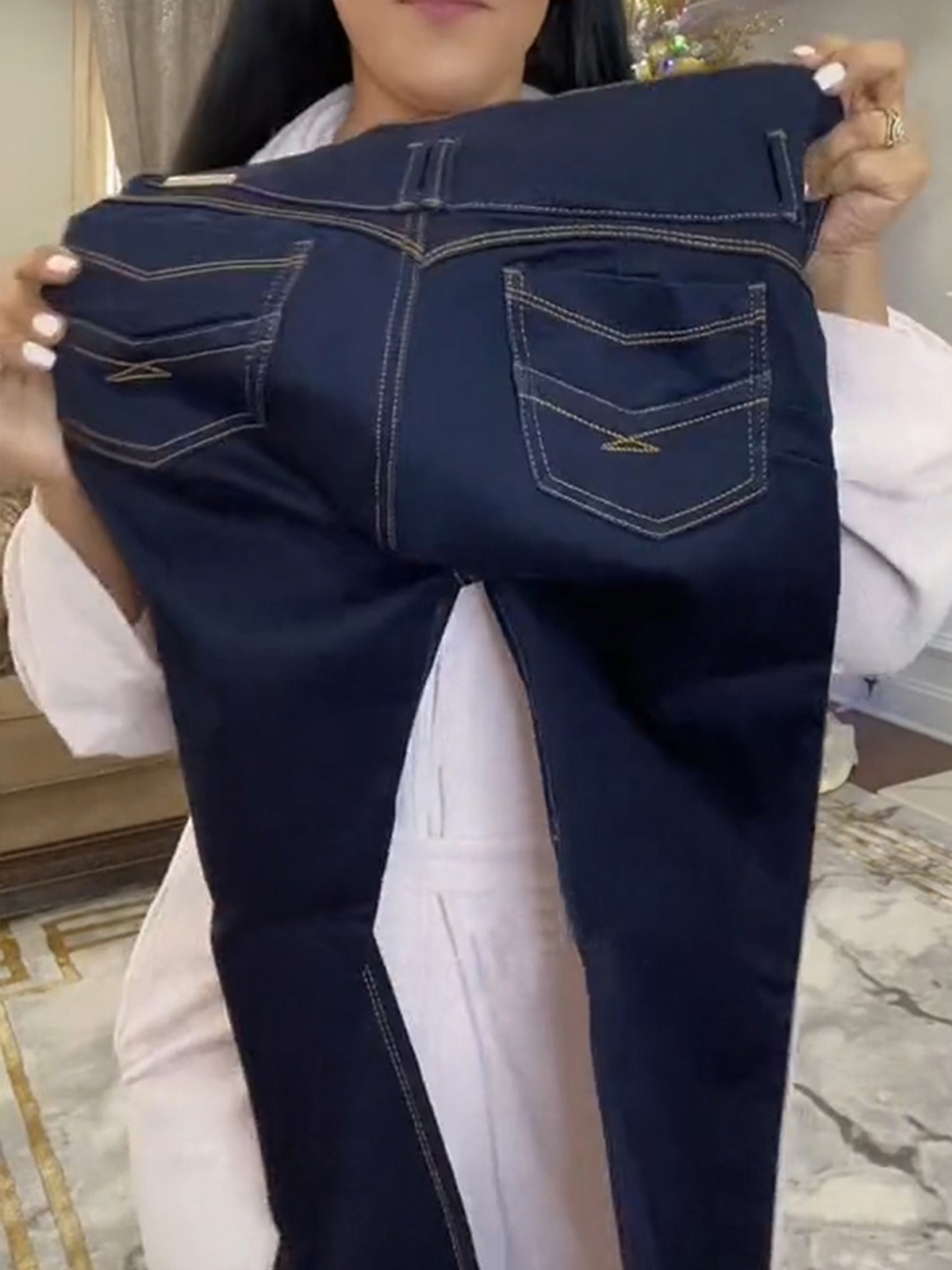 High Rise Curved Button Breasted Slimming Functional Skinny Jeans