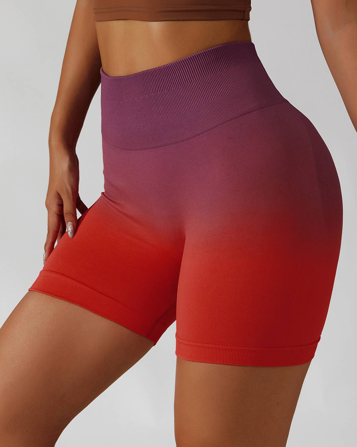 Ombre High-Rise Seamless Scrunch Butt Shorts