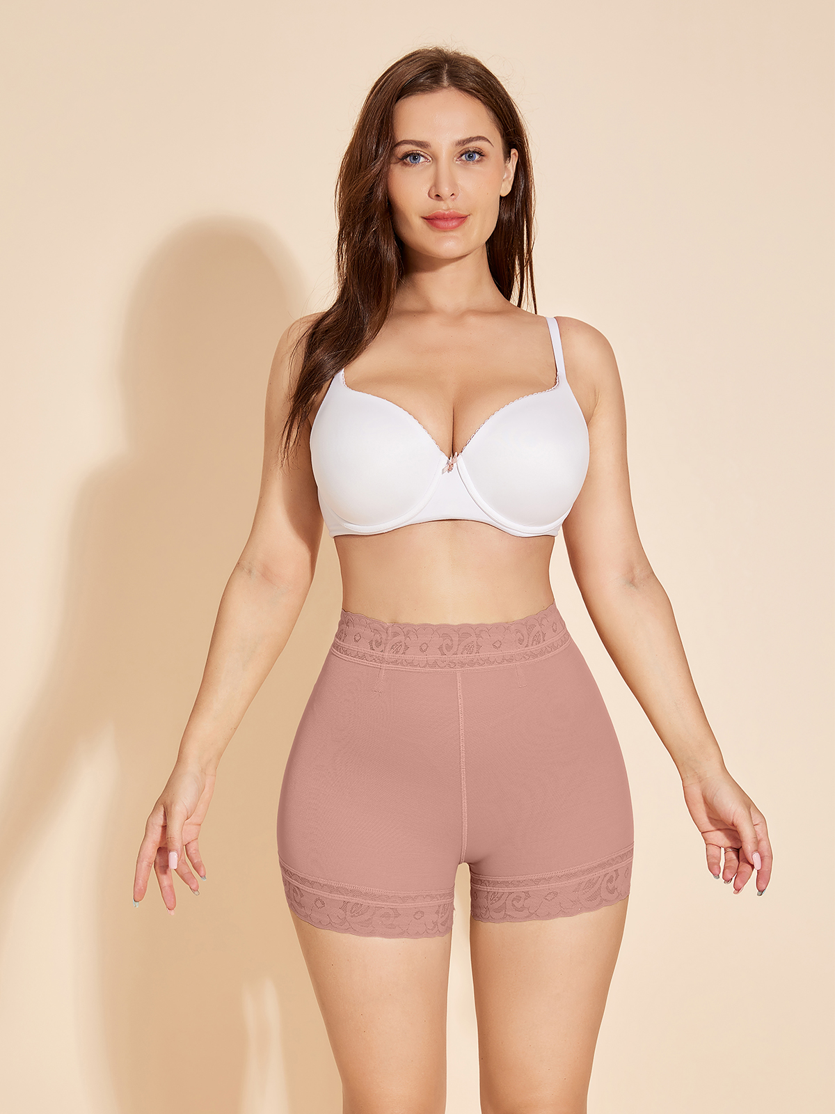 Hip Lift Shorts Tummy Control Panty Lifter No Trace for Women Plus Size - RosyBrown