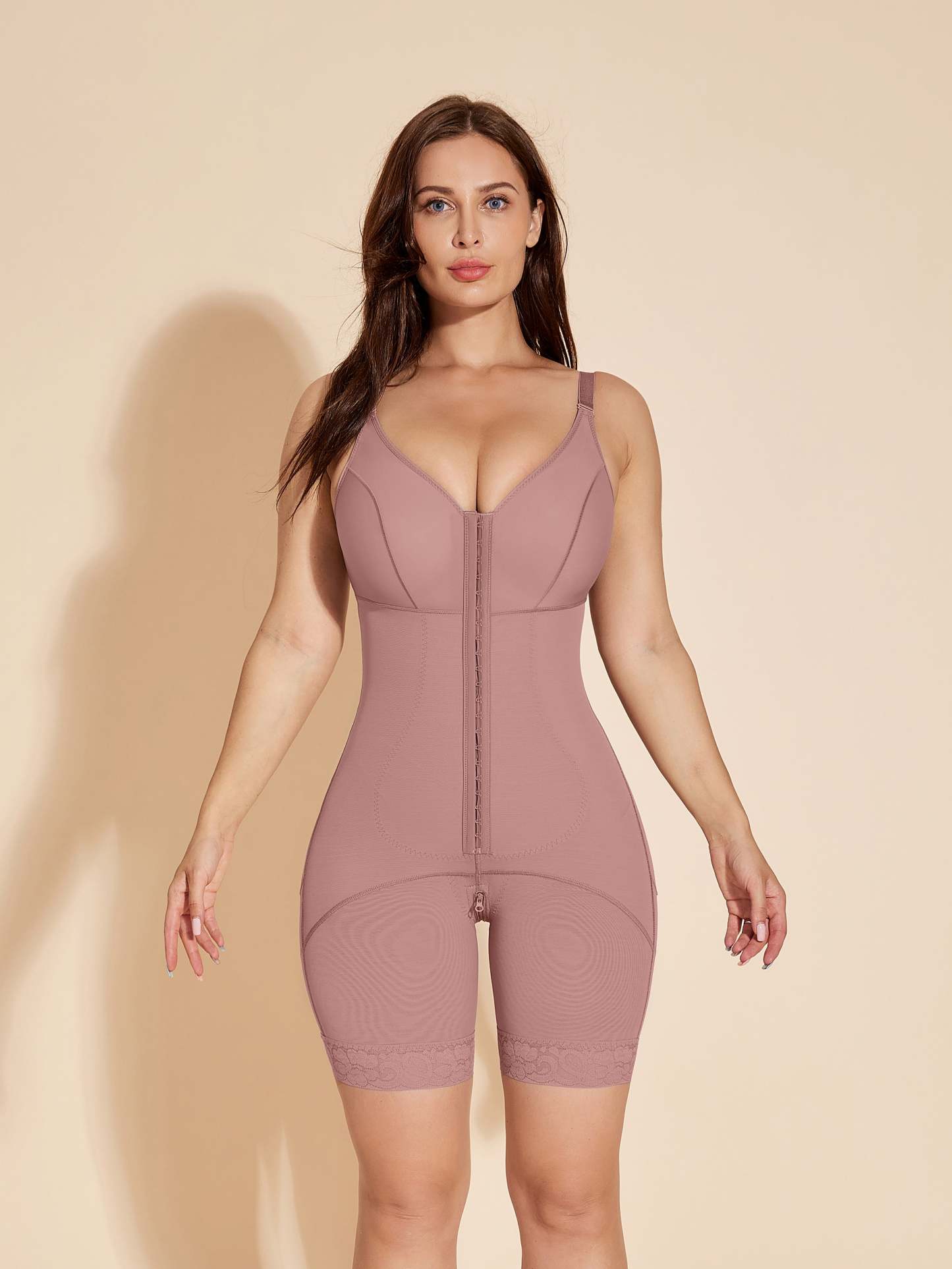 Tummy Control Shapewear Post-operative Shaping Faja with Hook-Eyes - RosyBrown-ChicCurve