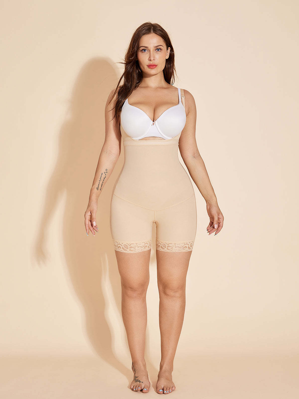Seamless Shapewear for Women Open Bust Slimming Bodysuit - Tan