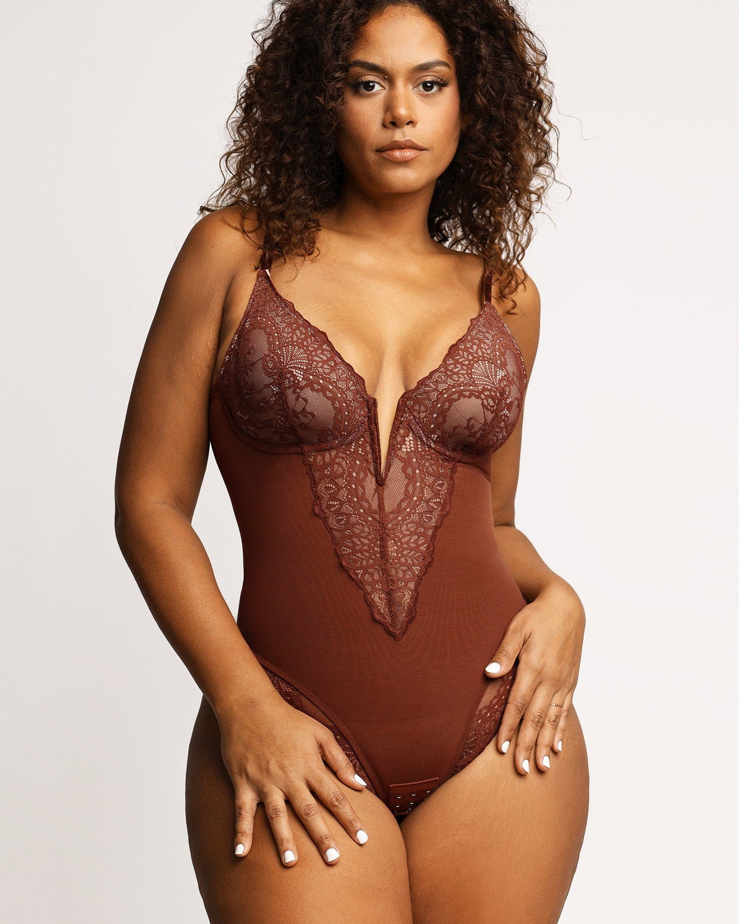 Sexy Lace Deep-V Neck Bodysuits