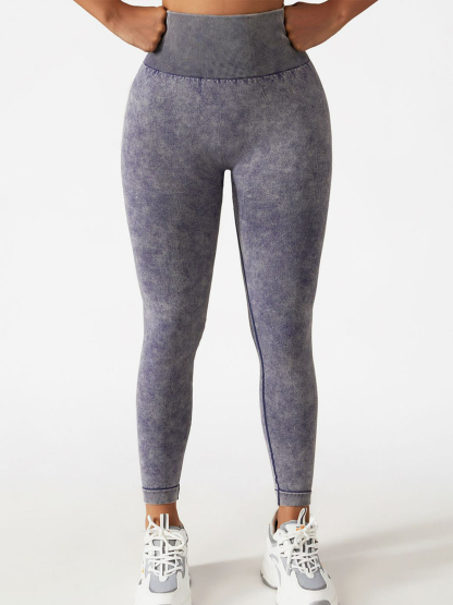 Acid Wash High Waist Sports Leggings