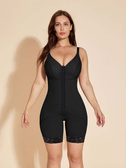 Tummy Control Shapewear Post-operative Shaping Faja with Hook-Eyes - Black