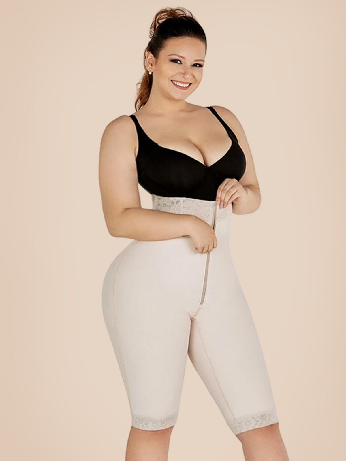 Double Compression High-Waisted Butt Lifting Shorts Knee Short And Lift Buttoks