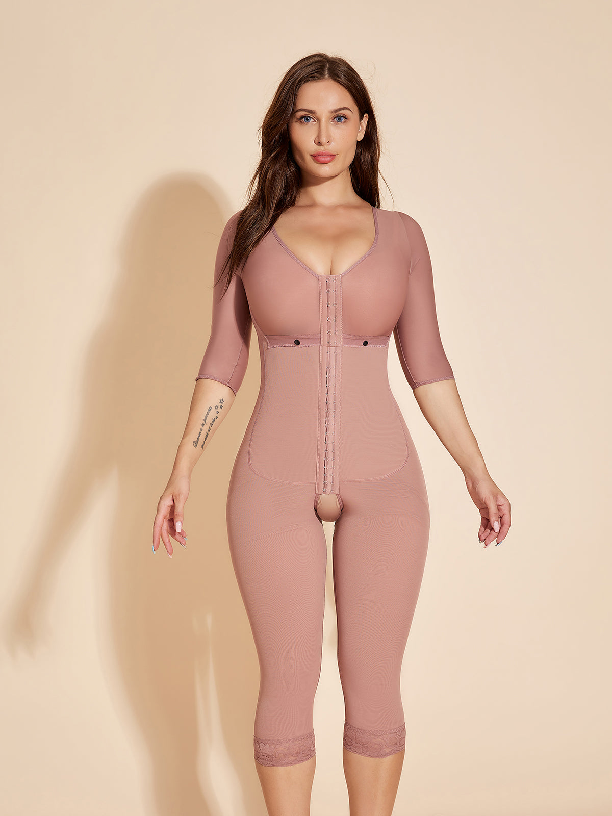 BBL Fajas Colombian Full Body Wrap Shapewear with Bra - RosyBrown