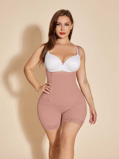 Fajas Colombianas Open Bust Body Shaper High Compression Shapewear Liposuction Compression Postpartum - RosyBrown