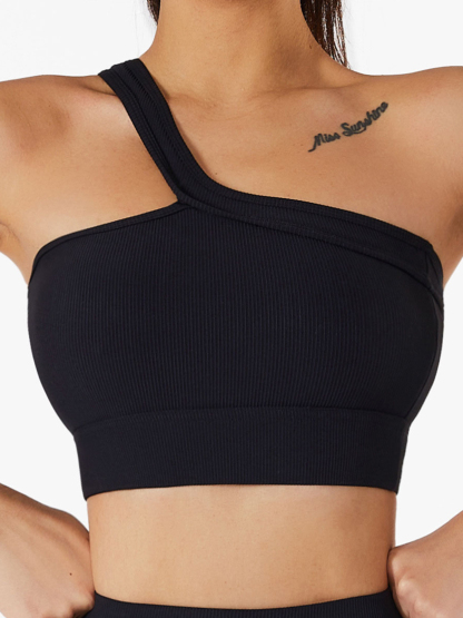One shoulder yoga bra