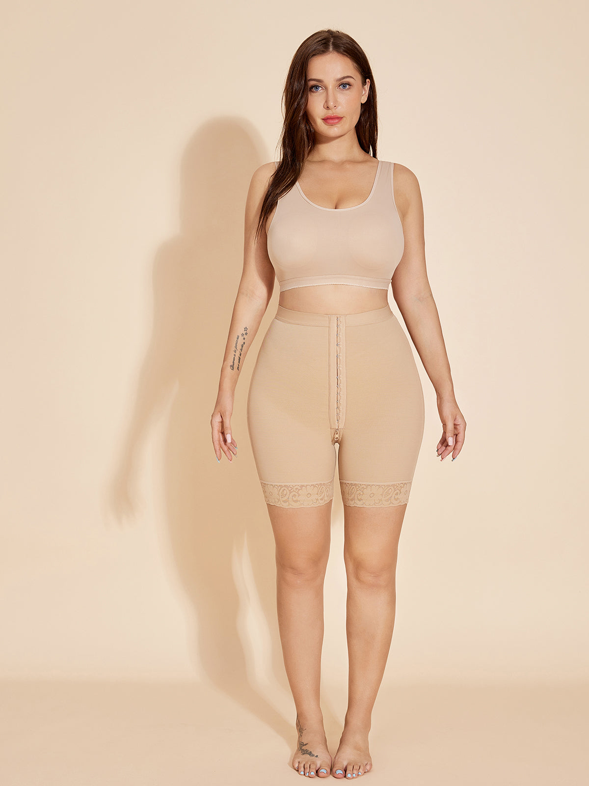 Booty Lift Shaper Hook-Eye Style High Waisted Tummy Control Panty - Tan