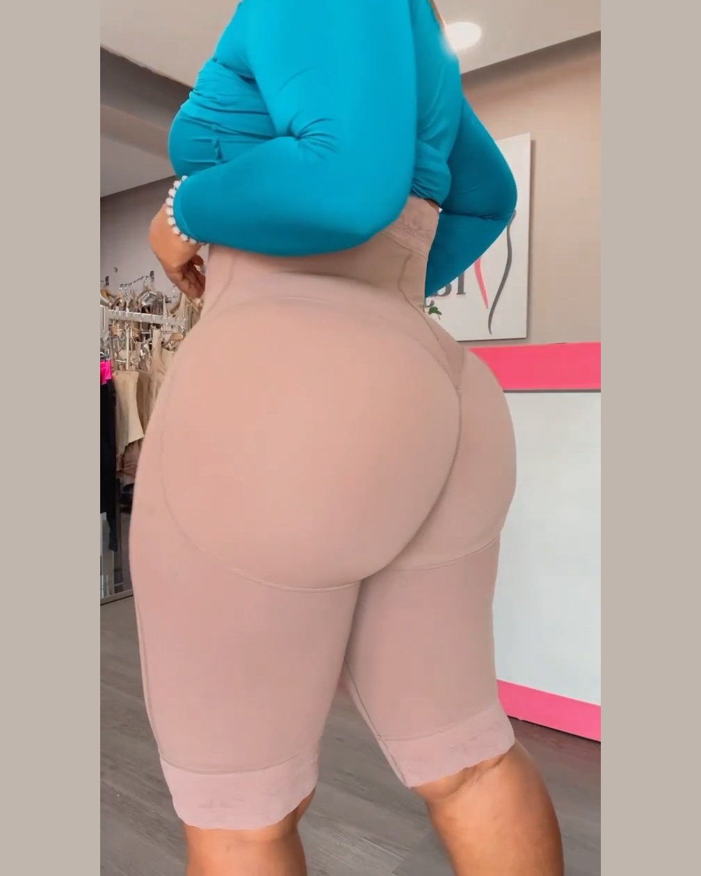 Lace High Compression Tummy Control Shorts with Zipper Front