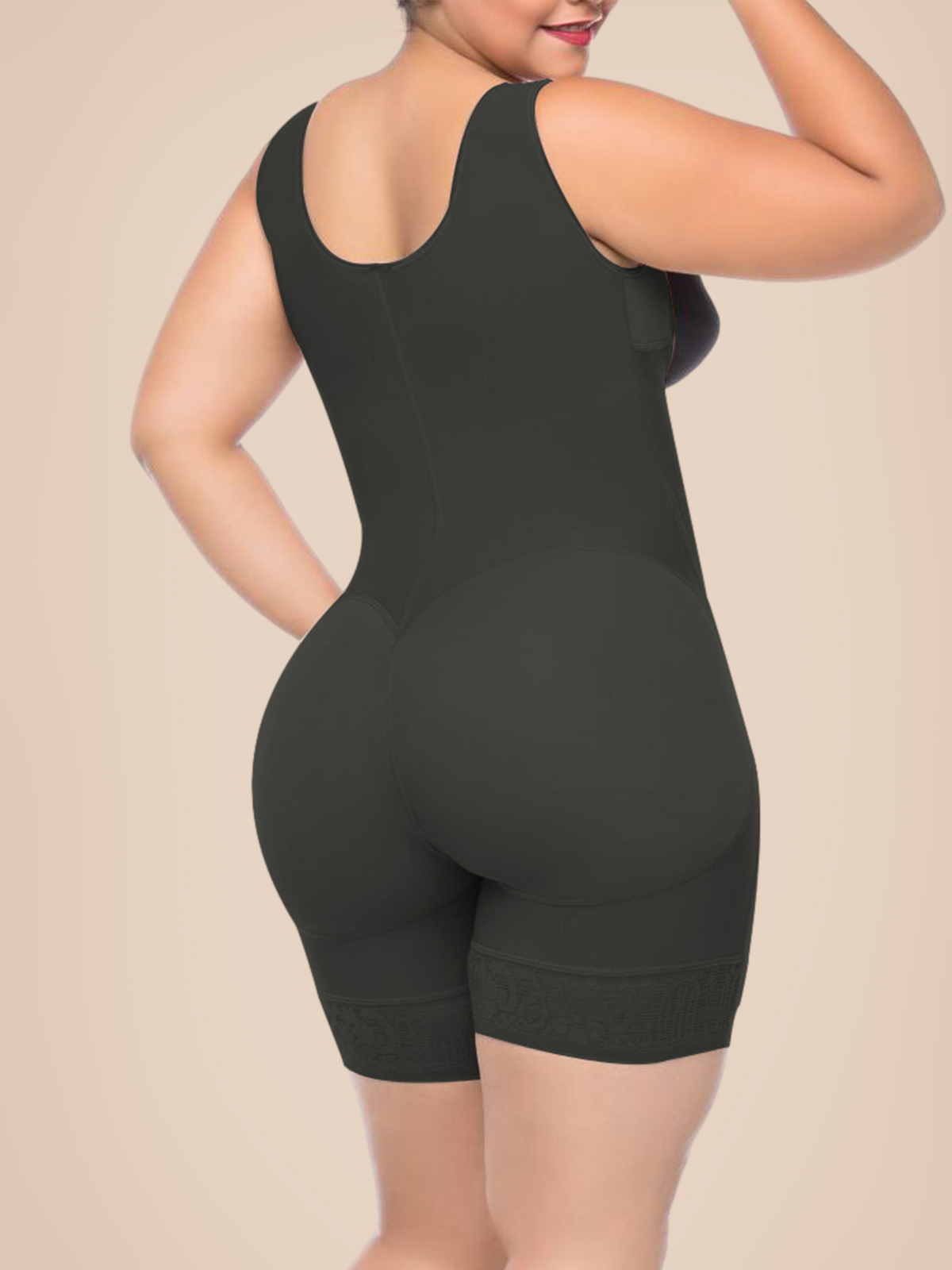 Compression Bodysuit Zipper Closure With Wide Adjustable Shoulder Straps Postpartum Tumt Control Shapewear For Women