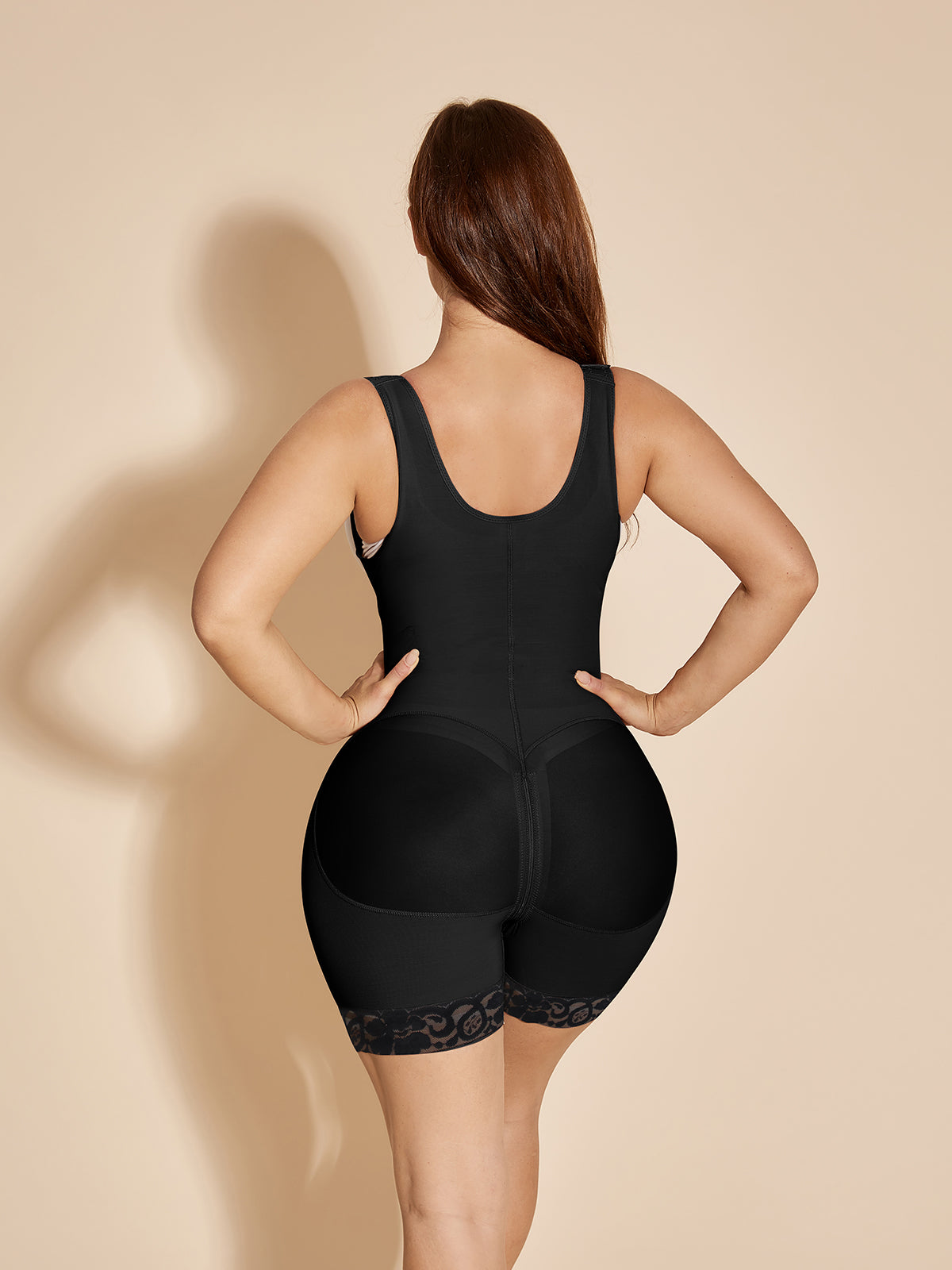 Tummy Control Body Shaper Women Open Bust Bodysuit - Black