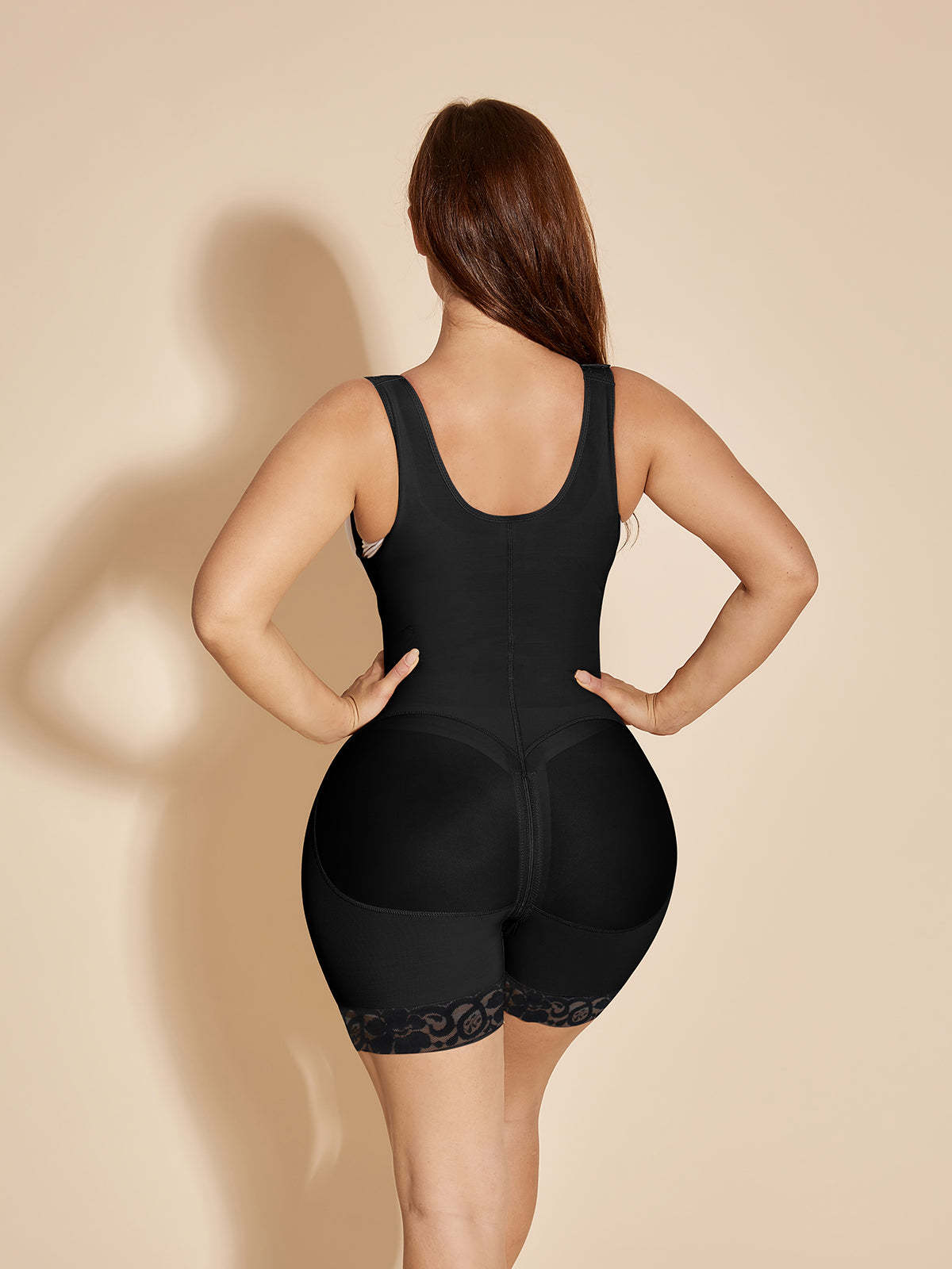 Tummy Control Body Shaper Women Open Bust Bodysuit - Black