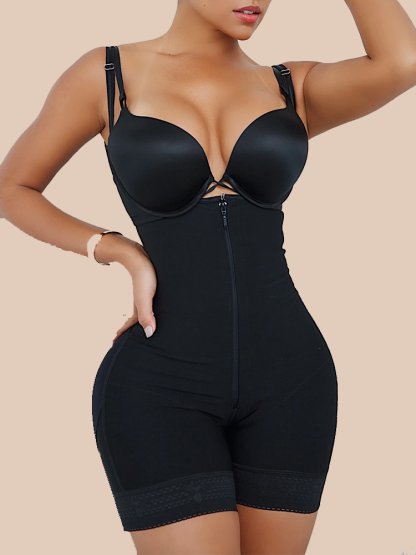 Slimming Waist Trainer Zipper Body Shaper Underbust Corset With Straps For Women Tummy Control Low-Back