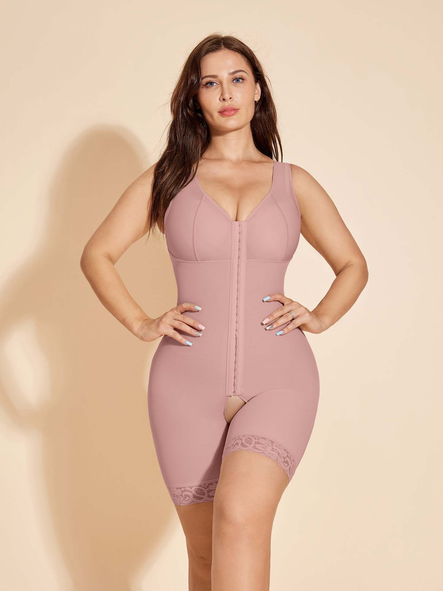 Faja Colombianas Compression Garment Post-operative Shaping with Bra - Rosy Brown-ChicCurve