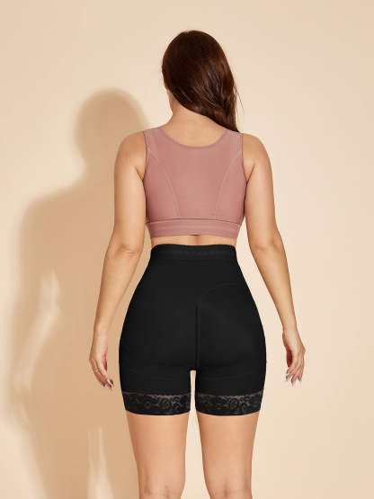 Booty Lift Shaper Shorts Underwear High Waisted Tummy Tuck Control Panty Hook Eye Closure - Black