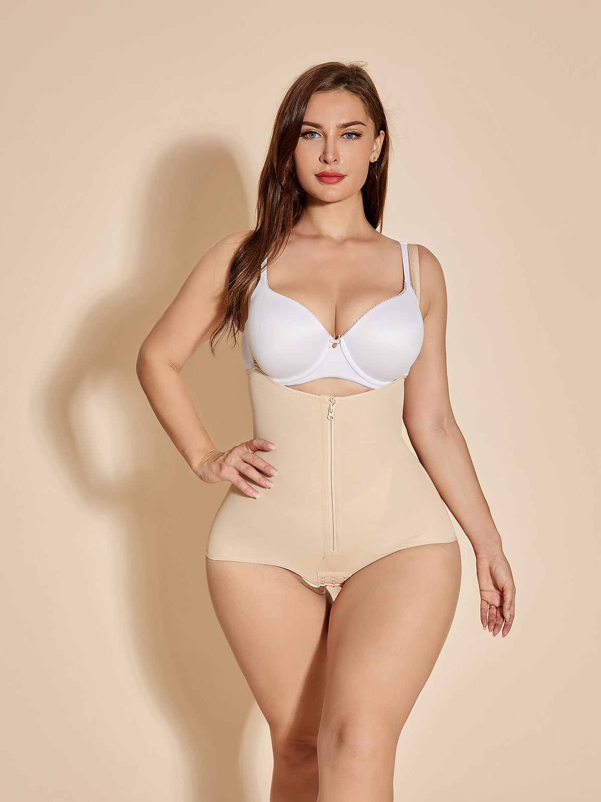 ChicCurve Women Open Bust Bodysuit Low Back Shapewear Tummy Slimming