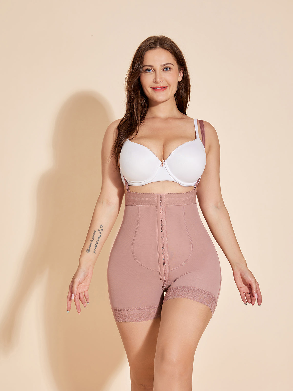 Faja Compression Open Bust Body Shapewear for Women Hourglass Curve - RosyBrown