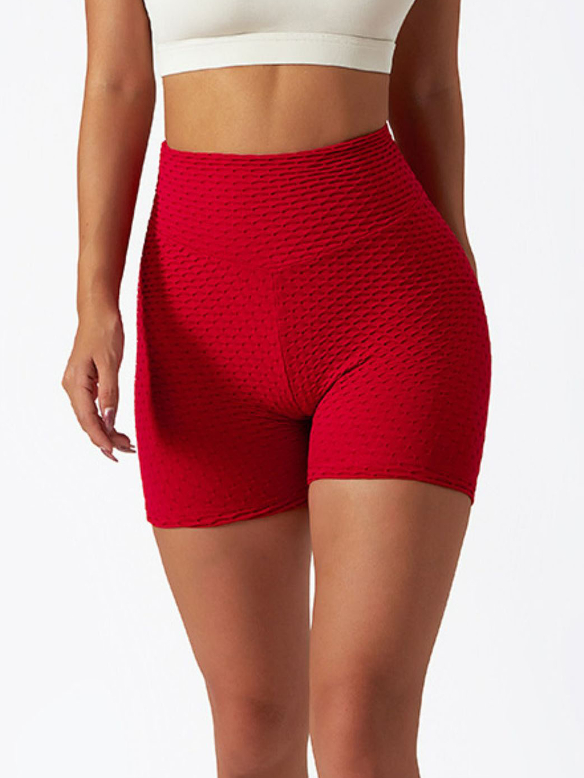 Textured High-Rise Biker Shorts