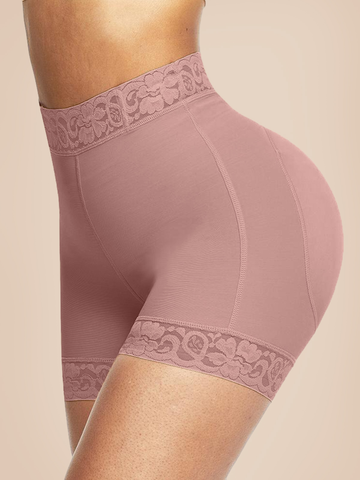 Mid-Waist Shaping Shorts Shapewear Panty With Anti-Rolling Lace Tummy Control Underwear For Women Butt Lifter