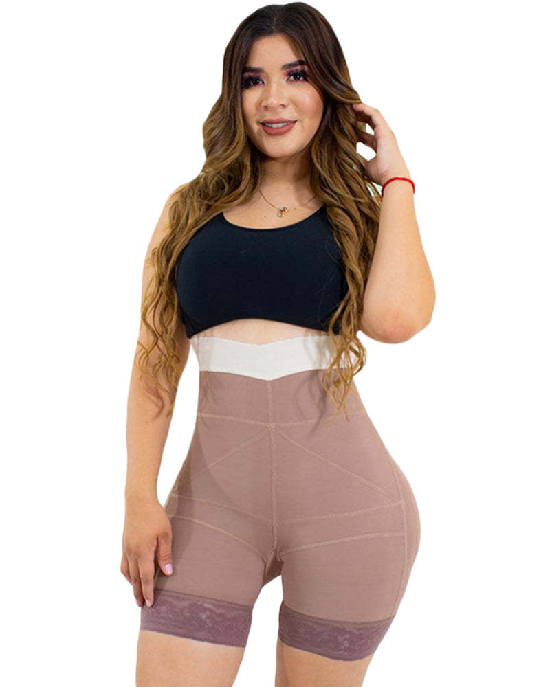 Double Pressure Shaping Shorts Slimming Fajas Lace Body Shaper Girdle For Daily Life Use