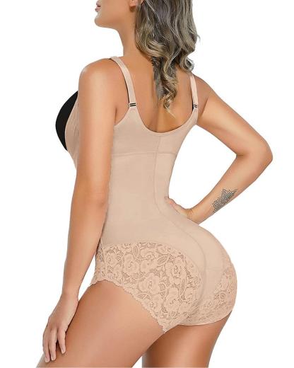 Women's Lace Tummy Control Bodysuit With Zipper