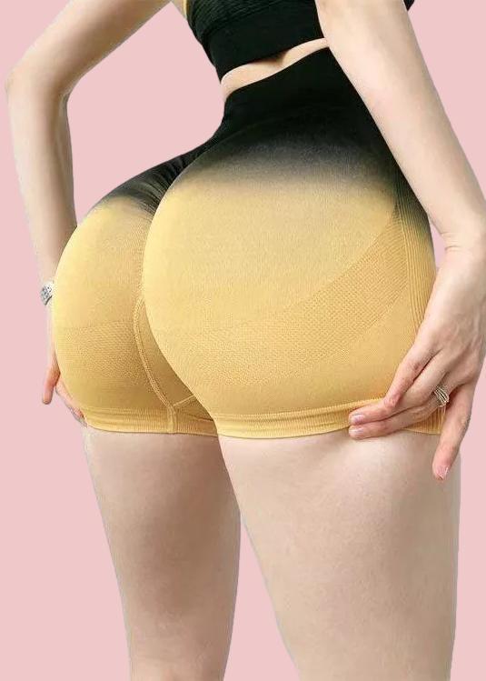 High Waist Abdominal Breathable Gradient Sports Quick Dry Yoga Shorts