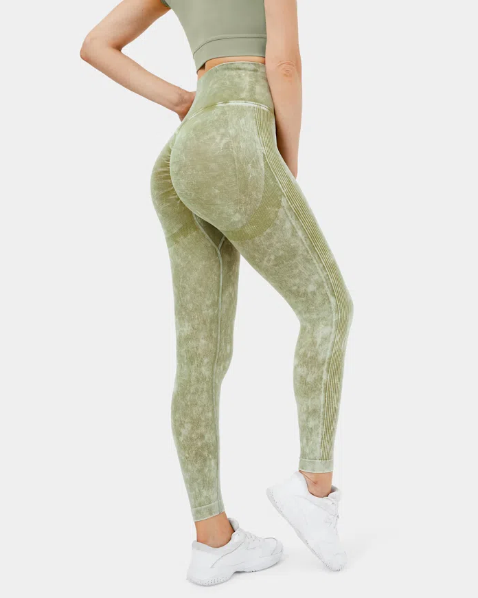 Seamless Flow Super High Waisted Butt Lifting Ruched Washed Yoga Leggings
