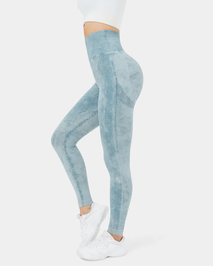 Seamless Flow Super High Waisted Butt Lifting Ruched Washed Yoga Leggi